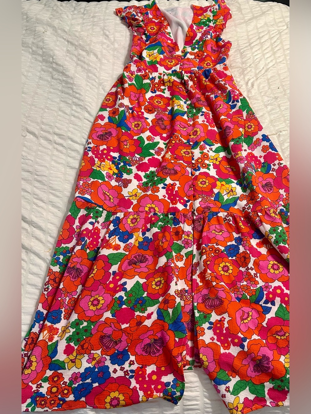Sugarlips Bright Pink & Multi Floral Tiered Maxi Dress